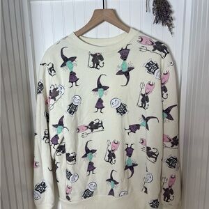 Cream Disney Character Crewneck Sweatshirt - Whimsical Print